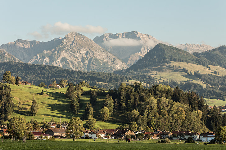 Alpski, gore, krajine, gorske pokrajine, Mountain travnik, Allgäu, Allgäuske Alpe