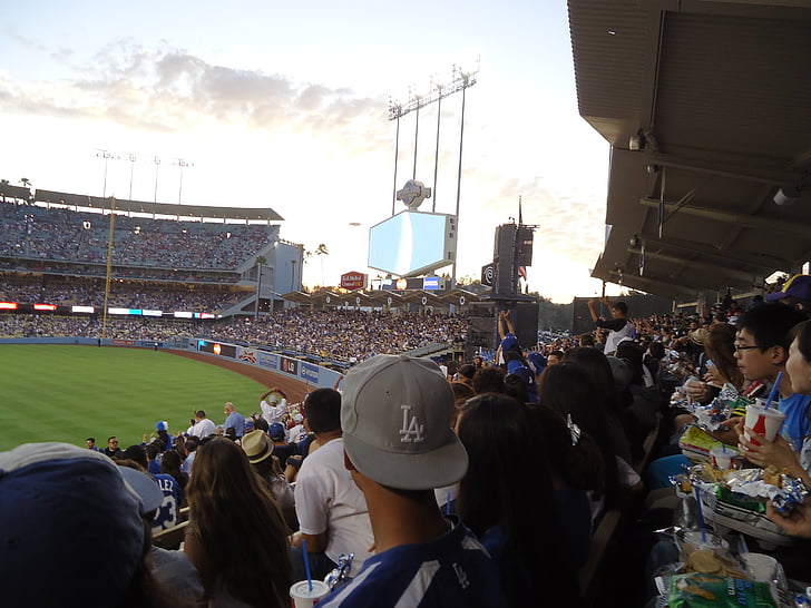 Dodgers, Baseball-stadion, baseboll, Stadium, los angeles, fans, landmärke