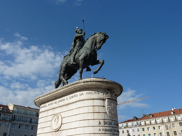 statue de, Lisbonne, cheval, Portugal, Chevalier, point de repère, histoire