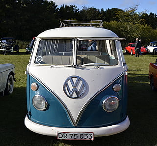 Volkswagen, hvit, tysk, bil, blå