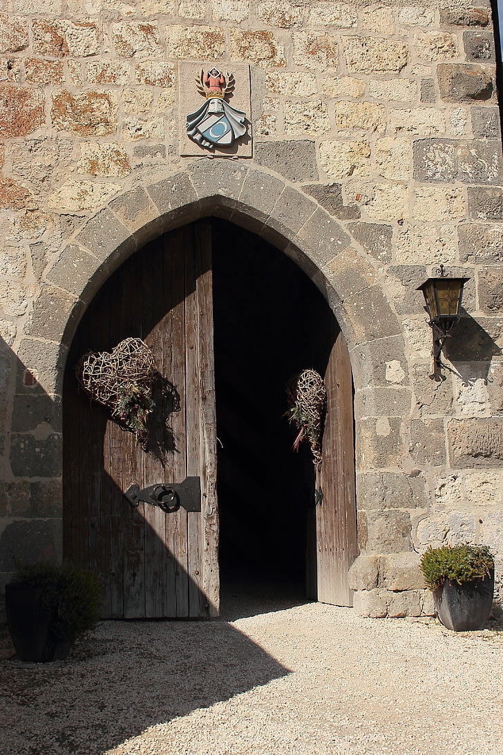 Burg katzenstein, porta del castell, l'entrada, vell, porta, ingesta, porta