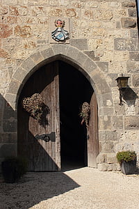 Burg katzenstein, hradní brána, vstup, staré, dveře, příjem, Brána