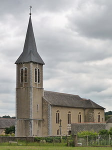 church, france, vielle adour, pitched roof