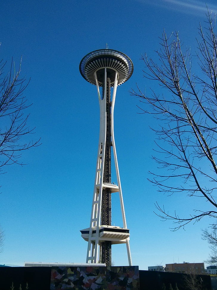 Space needle, Seattle, City, Washington, vartegn, skyskraber, Seattle skyline