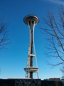 tháp Space needle, Seattle, thành phố, Washington, Landmark, nhà chọc trời, nền trời Seattle