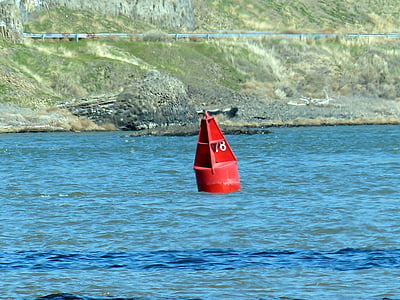 river, buoy, water, blue