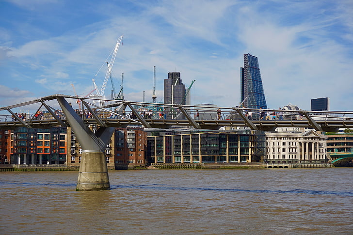 the millenium bridge, london, bro, river, city, urban