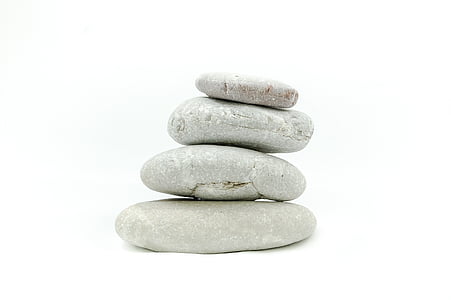 돌, 돌, 흰색 바탕에, 선, 명상, 마음의 평화, 스택
