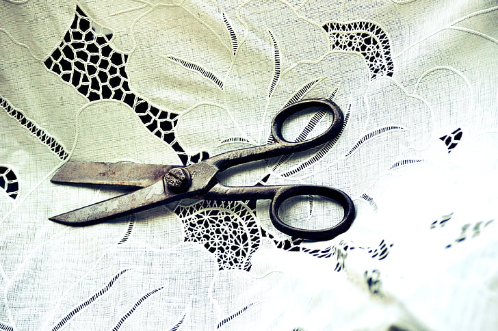 scissors, fabric, old, old fashioned, clothcraft, cut, schneider