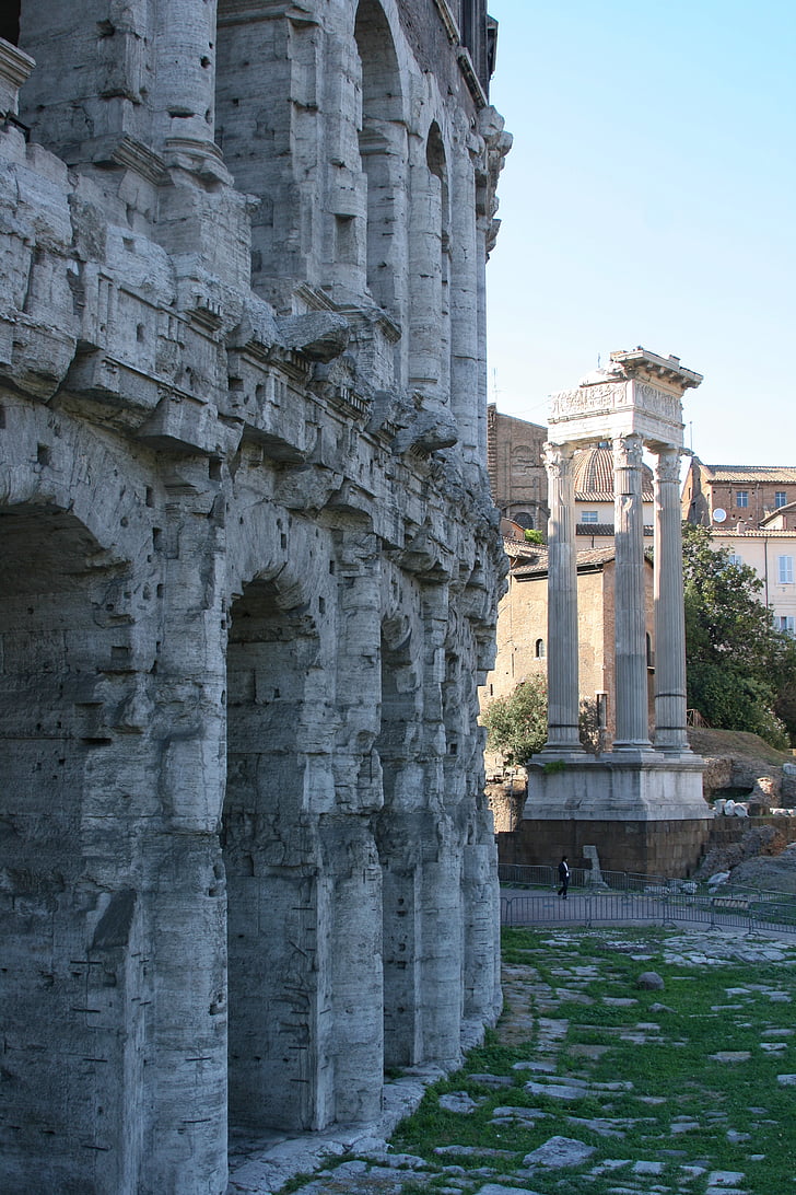 Taliansko, Rím, divadlo marcellus, antickej architektúry, Antique, Architektúra, architektonické stĺpcov