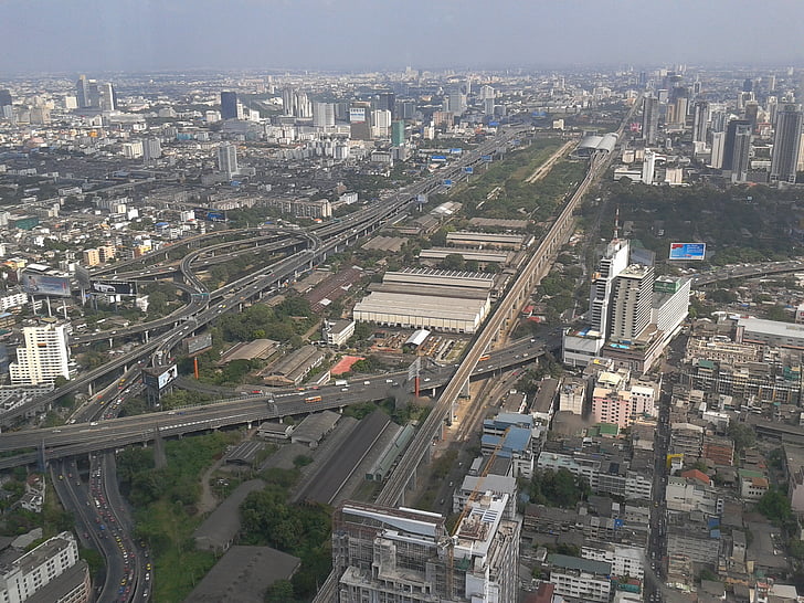 ciudad, el caballete, Bangkok, megalópolis, paisaje urbano, tráfico, calle