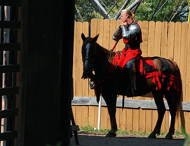 рицар, кон, средновековна, езда, Конна, история, мъж