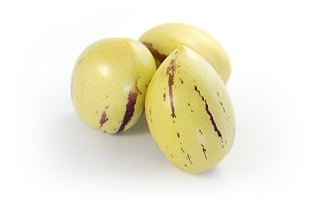 Pepino, pepinofrüchte, Meloni päärynä, Solanum muricatum, kolme, Trio