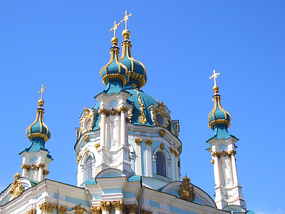 Saint andrew's church, kyrkan, barock, huvudstad, Kiew, Ukraina, tro
