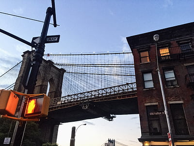 ponte, Brooklyn, Williamsburg, cidade de Nova york, cena urbana, arquitetura, Manhattan - Nova Iorque