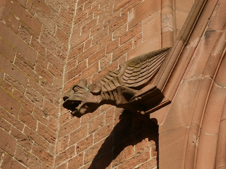 Gargoyle, skulptur, St. vitus, rheinsheim, arkitektur, katedralen, gamle