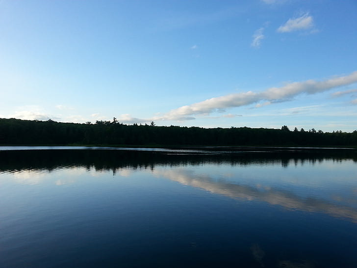 Lake, reflectie, oever, landschap, natuur, schilderachtige, mooie
