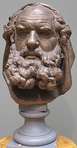 bust, head, bearded, elder, augustin, pajou, terracotta