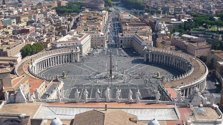 Piazza San Pietro, vista dalla basilica di San Pietro, papstudienz, architettura, paesaggio urbano, vista aerea, posto famoso