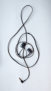 слушалки, нота, троен ключ, музика, изкуство, творчеството