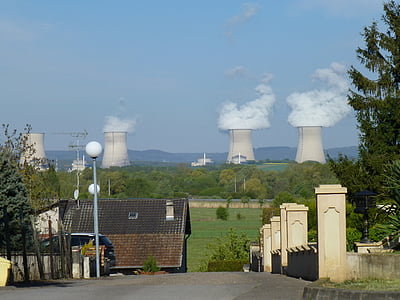 the npp, cattenom, moselle, factory, chimney, pollution, steam