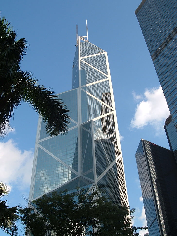 Hong, Kong, Himmel, Wolkenkratzer, Architektur, Bürogebäude, Bauwerke