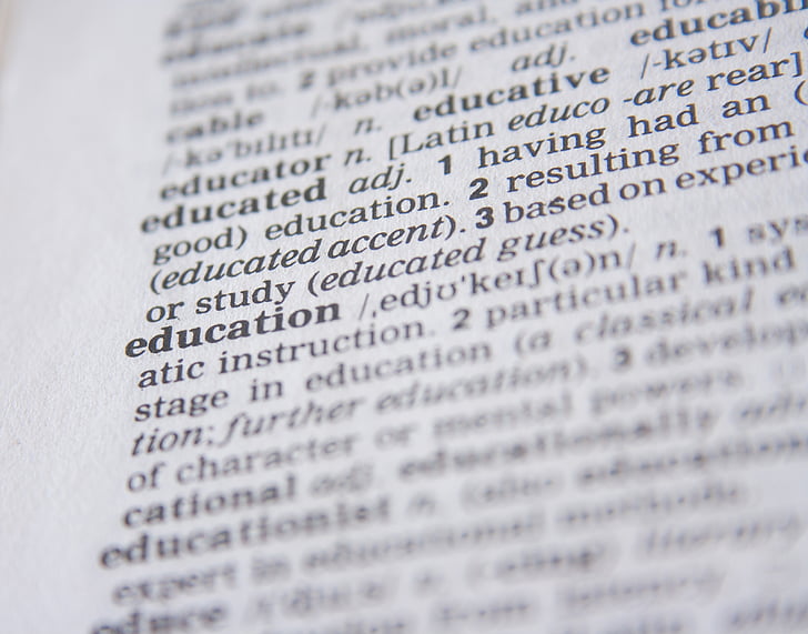 uddannelse, ordbog, ordet, viden, definition, papir, tekst