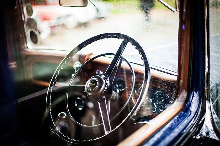 steering wheel, vintage, vehicle, car, auto, automobile, transportation