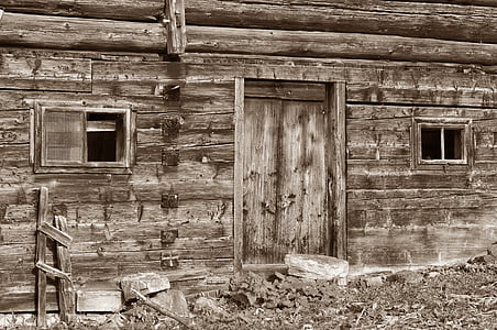 log cabin, vacation, wood, brown, hut, barn, wooden beams