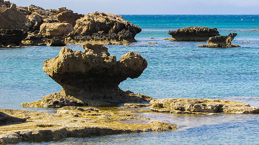 Chipre, Kapparis, costa rochosa, Costa, pedras, litoral, cênica