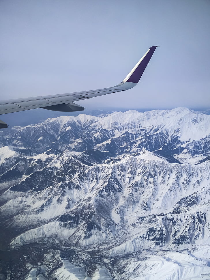 avió, finestra, vista de seient de finestra, veure, Himàlaia, Caixmir, Srinagar