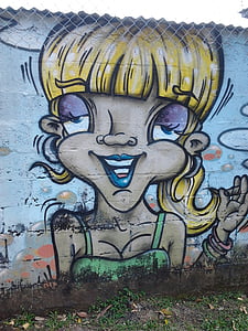 женщины, граффити, стена