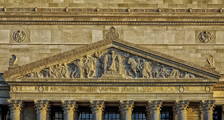 Državnem arhivu, Washington dc, arhitekturne podrobnosti, arhitektura, umetnine, bas relief, makro
