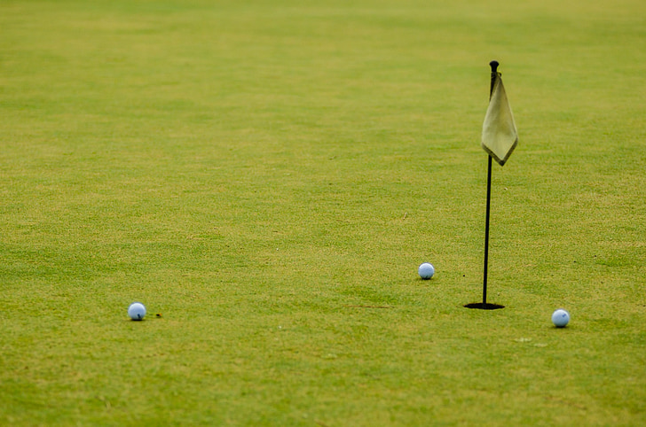 golf, course, landscape, ball, balls, flag, grass