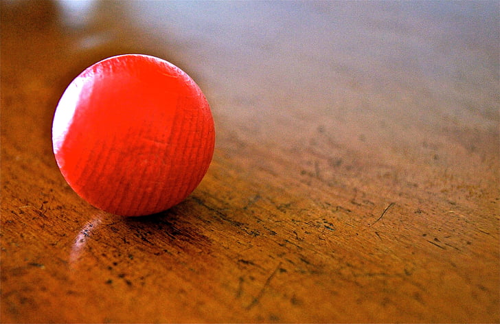 ball, roll, red, old, flat, play, toys