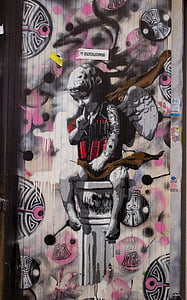 Street-art, London, Shoreditch, Eastend, Straße, Ziegelstein-Weg, Kunst