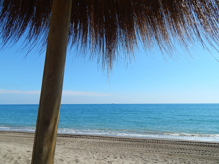 Plaża, Malaga, morze, wakacje