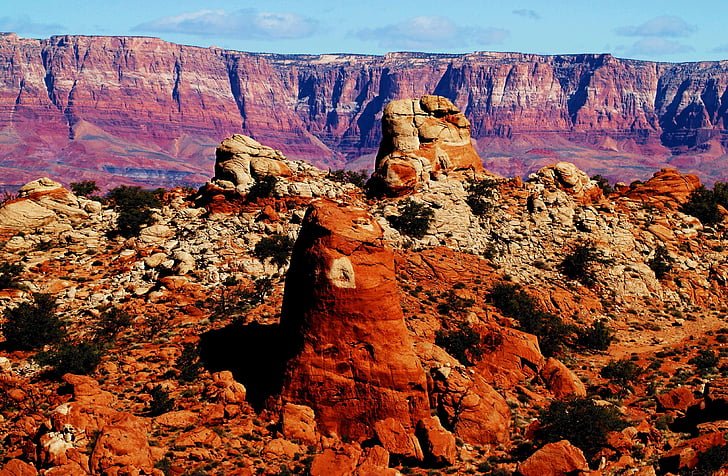 Grand canyon, klippformationer, röda klippor, sydväst, Purple majesty, Rocks, USA