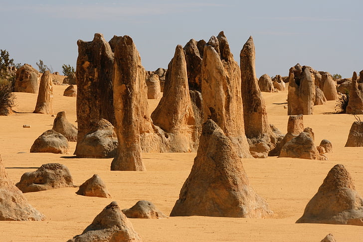 csúcsok, Nambung, sivatag, nyugati, Ausztrália, sziklák, hátborzongató