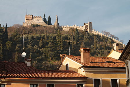 Marostica, Veneto, Italien, Vicenza, staden, väggar, byggnad