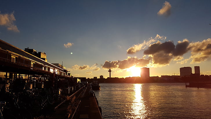 Rotterdam, solnedgång, helgdagar, arkitektur, stadsbild, resor