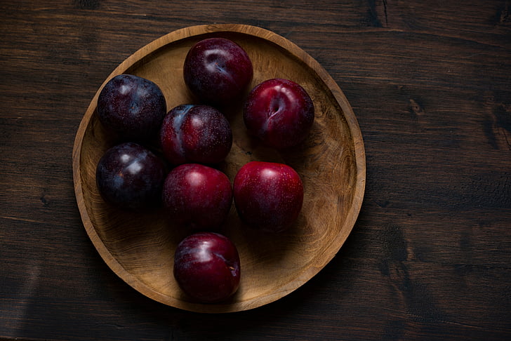 Apple, červená, ovocie, drevené, tanier, Tabuľka, šťavnaté