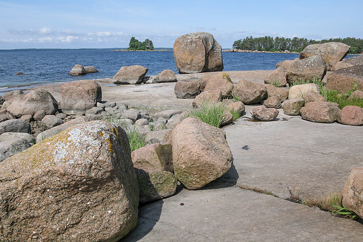 mar, Playa, piedra, junto al mar, paisaje, Finlandés, águila