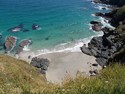 landskap, Seascape, havet, klipporna, Cornwall, sommarlandskap, sommar