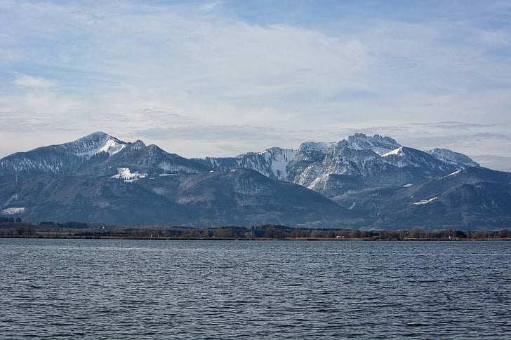 krajolik, Chiemsee, Bavaria, jezero, vode, priroda, planine