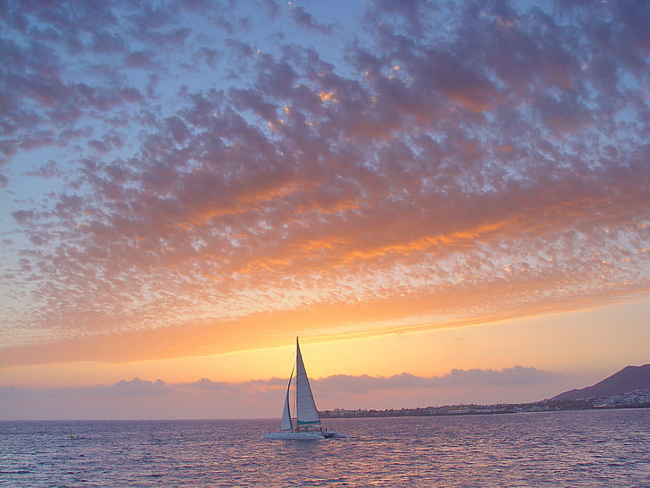 Lanzarote, Canarische eilanden, reizen, vakantie, boot, landschap, zee