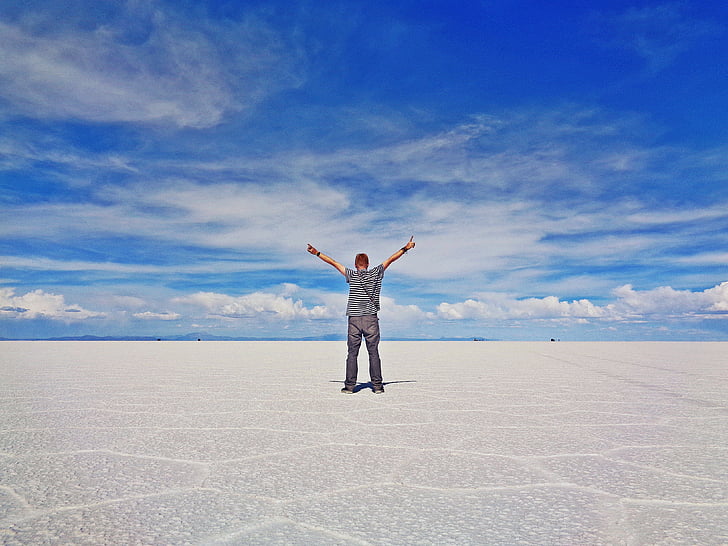 Uyuni, zout woestijn, Bolivia, man, Dom