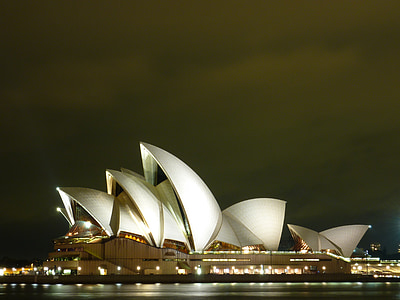 gångav, Opera, natt, Konserthuset, Sydney opera house, arkitektur, operahus