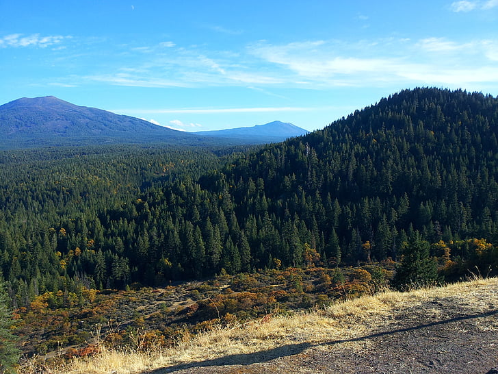 mountain, trees, scenic, sky, california, natural, landscape