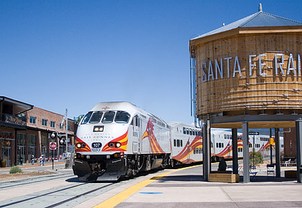 vlakem, Nové Mexiko, Santa fe, železnice, cestování, jihozápad, lokomotiva